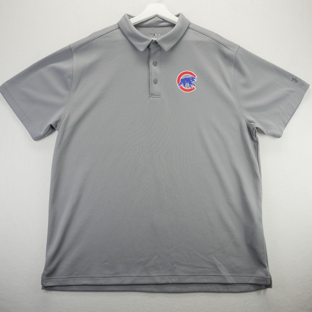 Under Armour MLB Chicago Cubs Gray Heatgear Polo Shirt Mens 2XL UG09 - Picture 2 of 9
